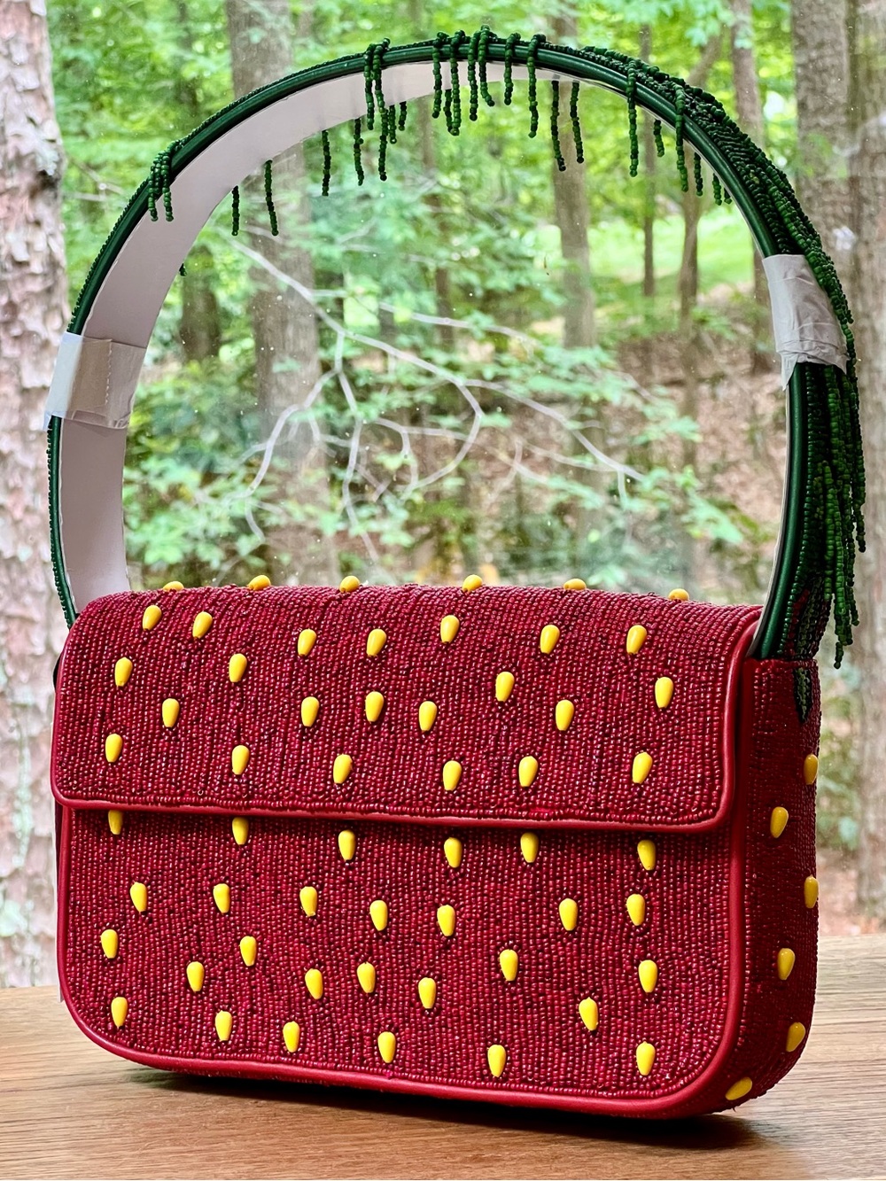 NWT Staud Beaded Tommy Shoulder Bag Strawberry Dream - Picture 3 of 16
